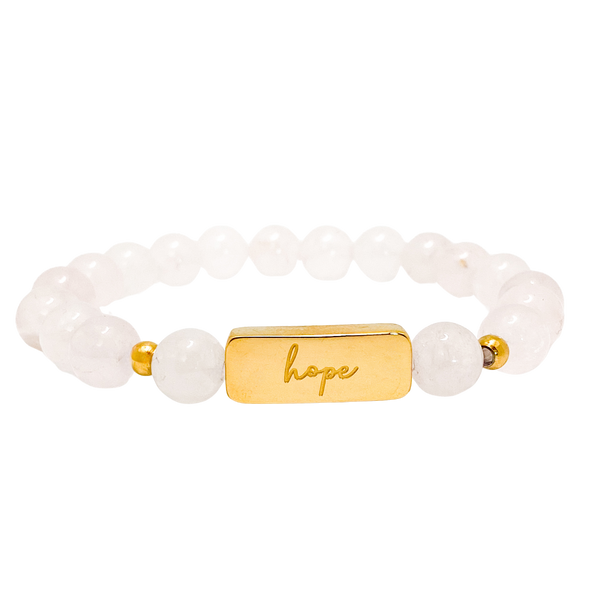 HOPE ON ROSE QUARTZ ELASTIC BRACELET