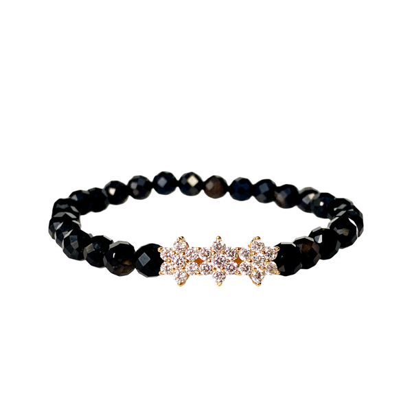 ROSITAS ON BLACK ONYX ELASTIC BRACELET