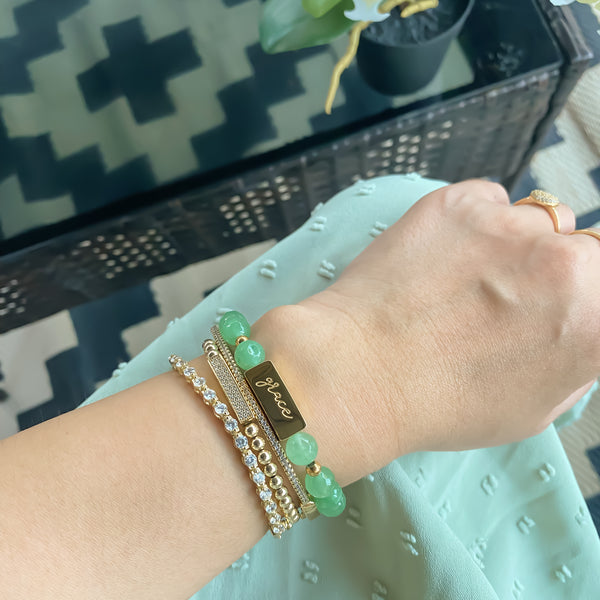 GRACE ON GREEN AVENTURINE ELASTIC BRACELET