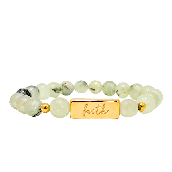 FAITH ON PREHNITE ELASTIC BRACELET