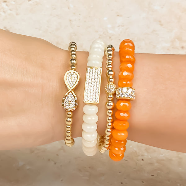 RONDELLE ON GOLDEN POPPY JADE ELASTIC BRACELET