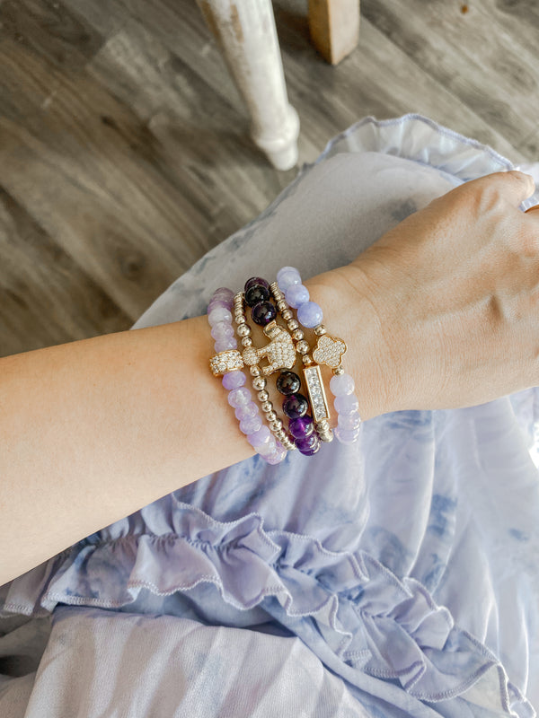 ELEPHANT ON AMETHYST ELASTIC BRACELET