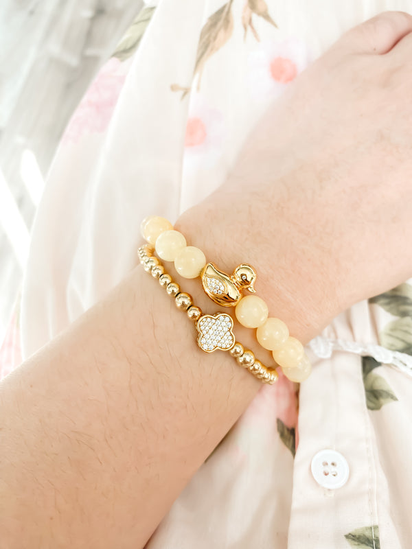 DUCK ON HONEY ONYX ELASTIC BRACELET