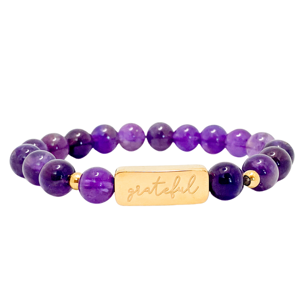 GRATEFUL ON AMETHYST ELASTIC BRACELET