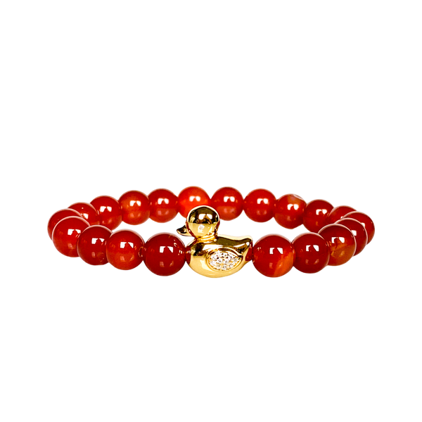 DUCK ON CARNELIAN ELASTIC BRACELET