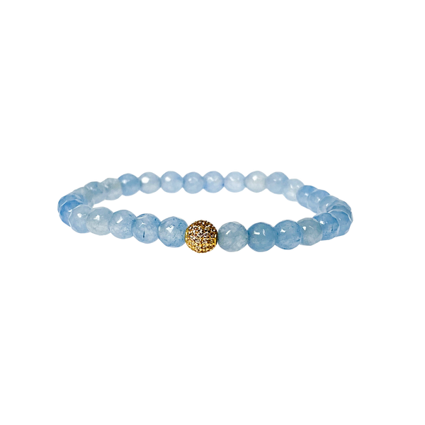 MINI CRYSTAL BALL ON COOL WATER JADE ELASTIC BRACELET