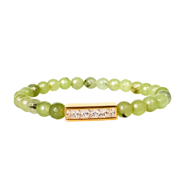 MINI PRINCESS BAR ON PREHNITE ELASTIC BRACELET