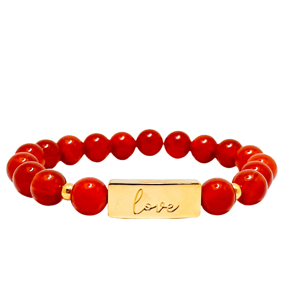 LOVE ON CARNELIAN ELASTIC BRACELET