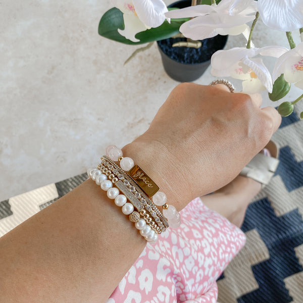 GRACE ON ROSE QUARTZ ELASTIC BRACELET