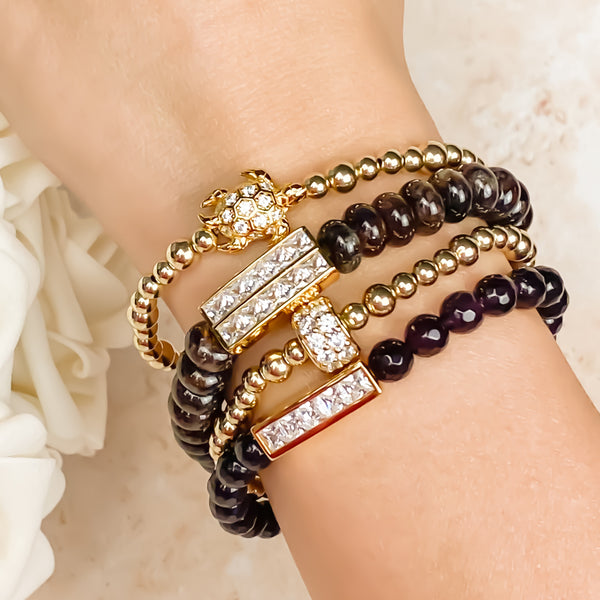 PRINCESS BAR ON ESPRESSO JADE ELASTIC BRACELET