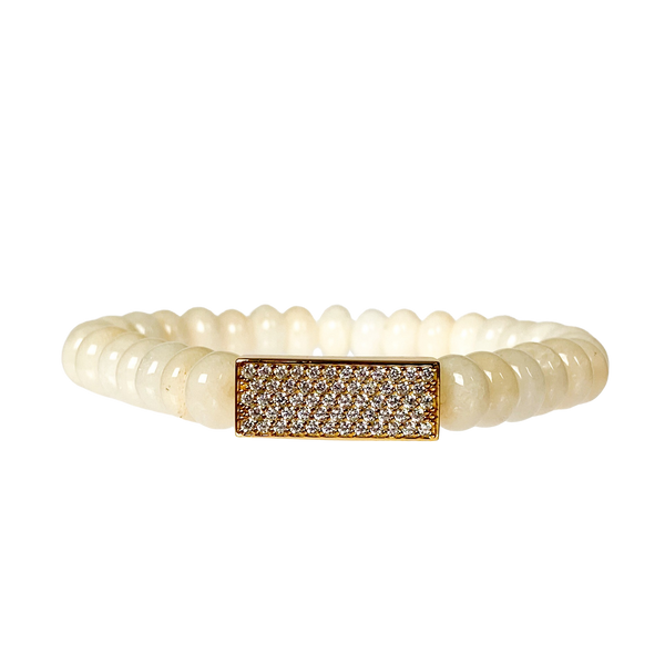 CRYSTAL BAR ON FIRST LADY JADE ELASTIC BRACELET