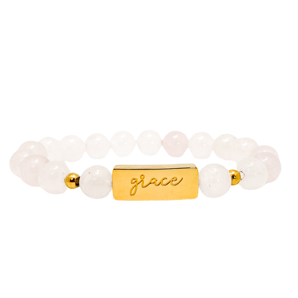 GRACE ON ROSE QUARTZ ELASTIC BRACELET