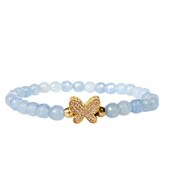 BUTTERFLY ON COOL WATER JADE ELASTIC BRACELET
