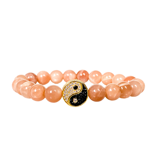 YINYANG ON SUNSTONE ELASTIC BRACELET