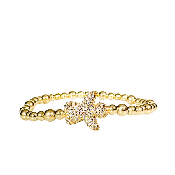 ANGEL ON GOLD FILLED BEADS ELASTIC BRACELET