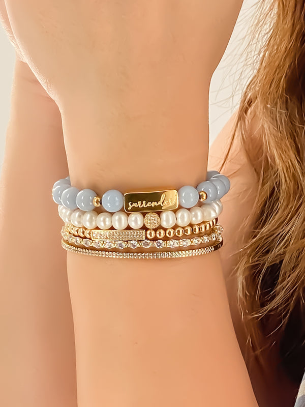 SURRENDER ON ANGELITE ELASTIC BRACELET