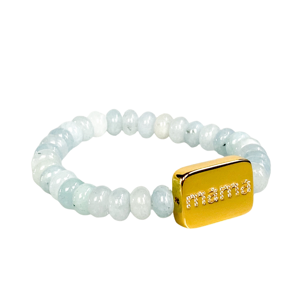MAMA ON SKY BLUE JADE ELASTIC BRACELET