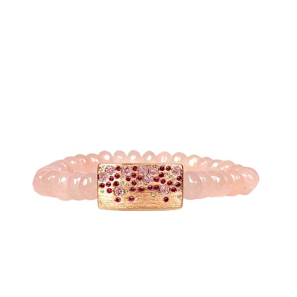 GYPSY BAR ON ROSE JADE ELASTIC BRACELET