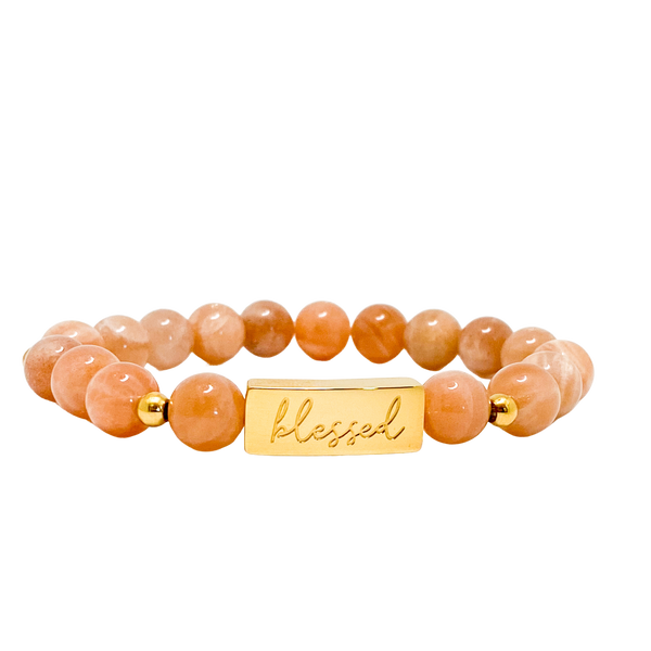 BLESSED ON SUNSTONE ELASTIC BRACELET