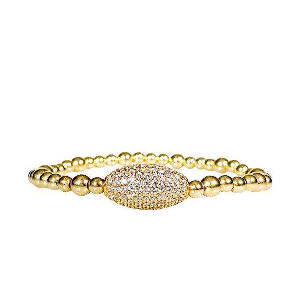 BARREL ON GOLD FILLED BEADS ELASTIC BRACELET