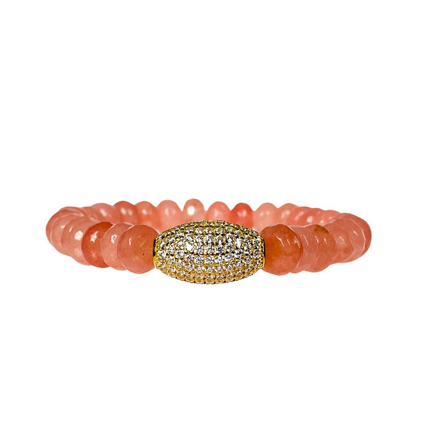 BARREL ON GRAPEFRUIT JADE ELASTIC BRACELET