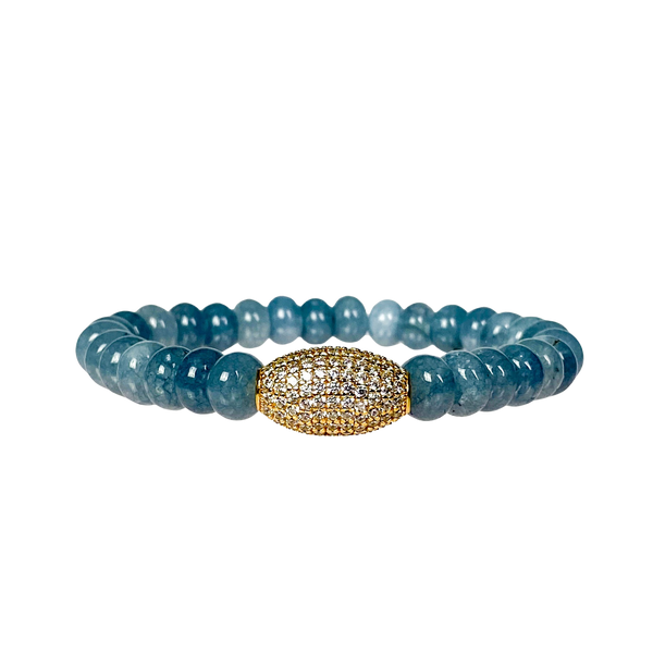 BARREL ON LILY PAD JADE ELASTIC BRACELET