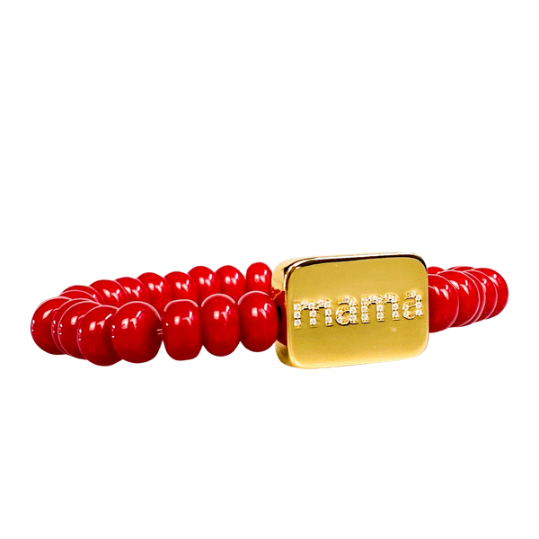 MAMA ON RED APPLE JADE ELASTIC BRACELET