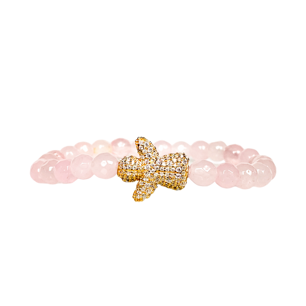 ANGEL ON ROSE JADE ELASTIC BRACELET