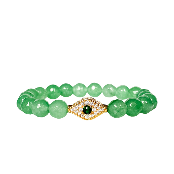 EVIL EYE ON GREEN AVENTURINE ELASTIC BRACELET