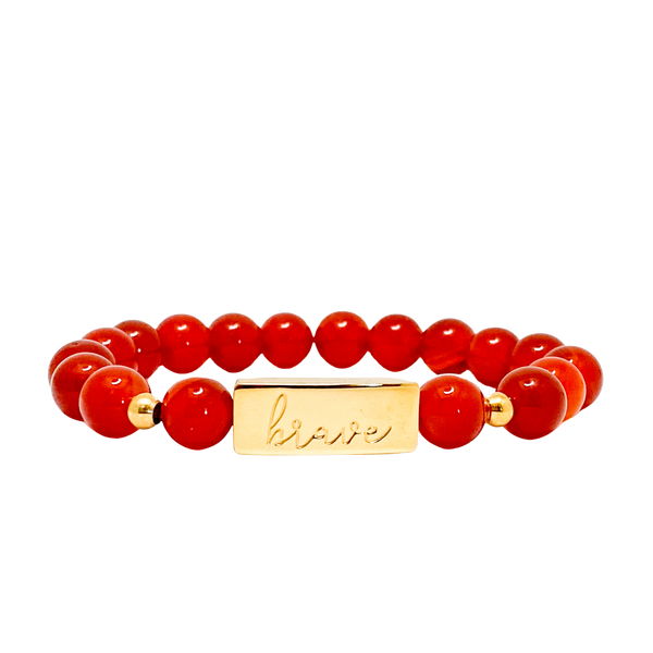 BRAVE ON CARNELIAN ELASTIC BRACELET