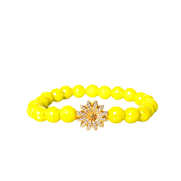 DAISY ON LEMON MARGARITA JADE ELASTIC BRACELET