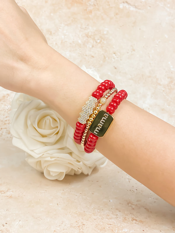 MAMA ON RED APPLE JADE ELASTIC BRACELET