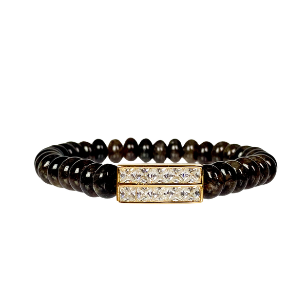 PRINCESS BAR ON ESPRESSO JADE ELASTIC BRACELET