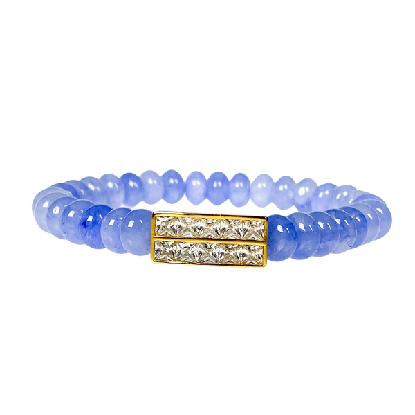 PRINCESS BAR ON PERIWINKLE JADE ELASTIC BRACELET