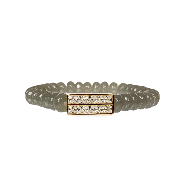 PRINCESS BAR ON STONE GRAY JADE ELASTIC BRACELET