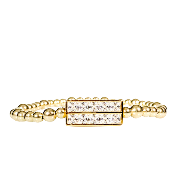 PRINCESS BAR ON GOLD FILLED BEADS ELASTIC BRACELET