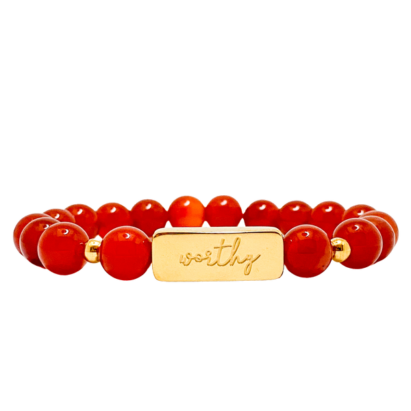 WORTHY ON CARNELIAN ELASTIC BRACELET