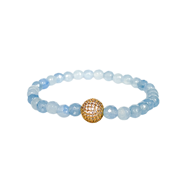CRYSTAL BALL ON COOL WATER JADE ELASTIC BRACELET