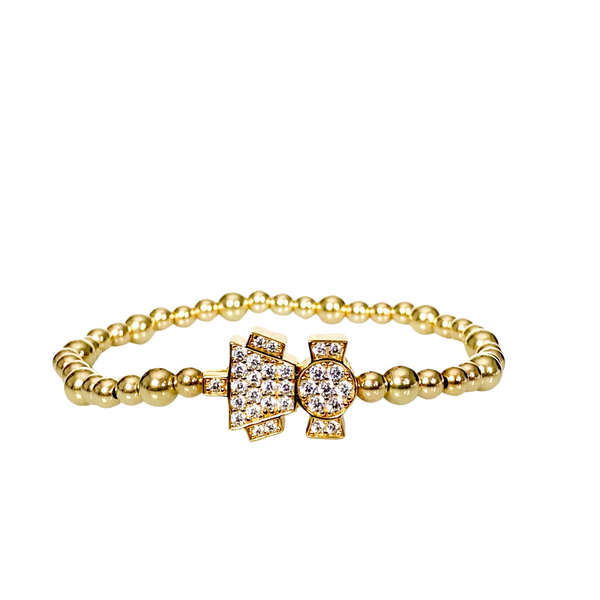 GIRL CHARM ON GOLD FILLED ELASTIC BRACELET