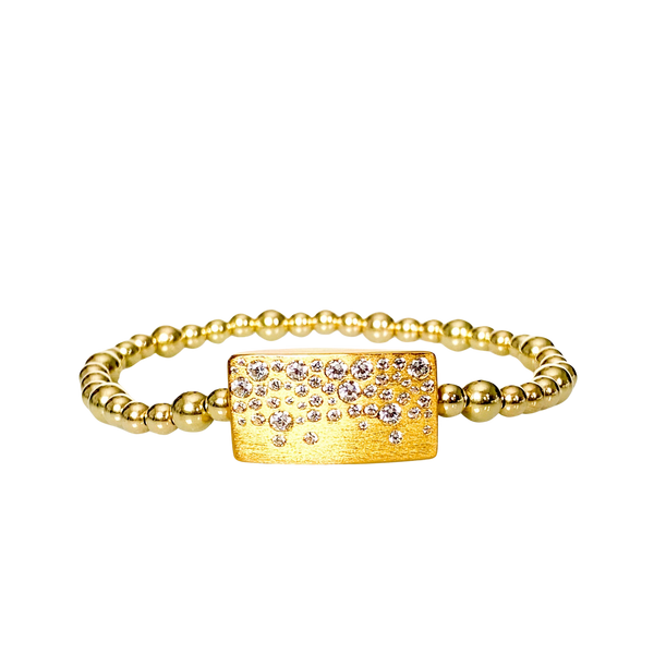 GYPSY BAR ON GOLD FILLED BEADS ELASTIC BRACELET