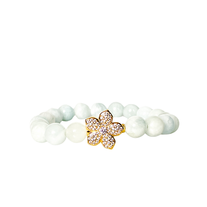 HIBISCUS ON AQUAMARINE ELASTIC BRACELET