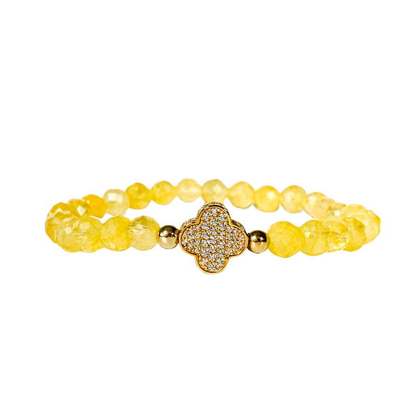 CLOVER ON CITRINE ELASTIC BRACELET