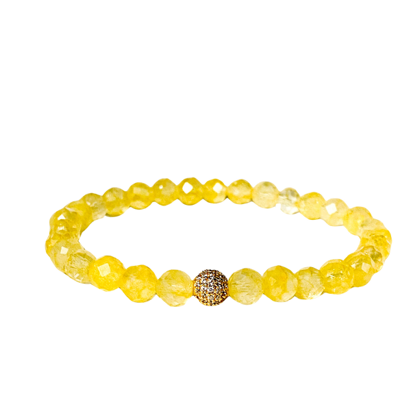 MINI CRYSTAL BALL ON CITRINE ELASTIC BRACELET