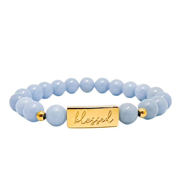 BLESSED ON ANGELITE ELASTIC BRACELET