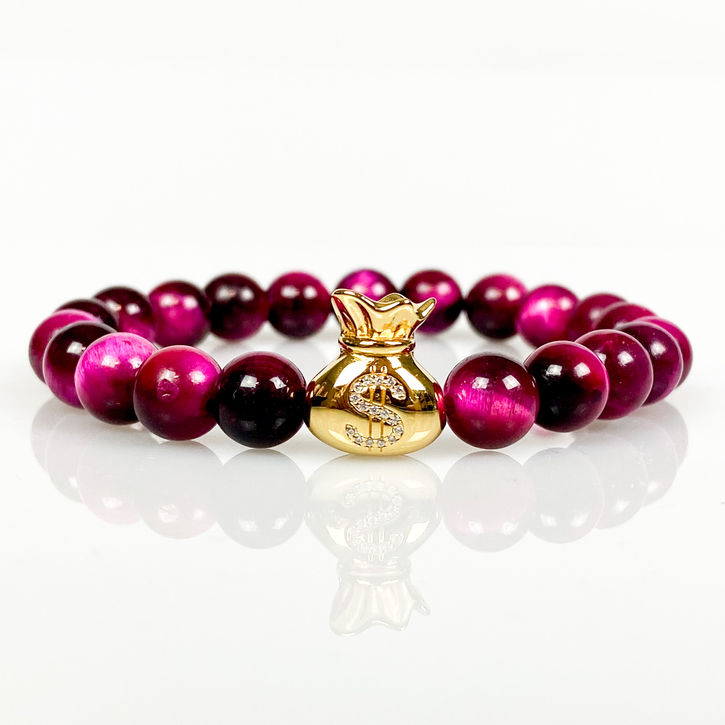 Money Bag on Magenta Tiger Eye