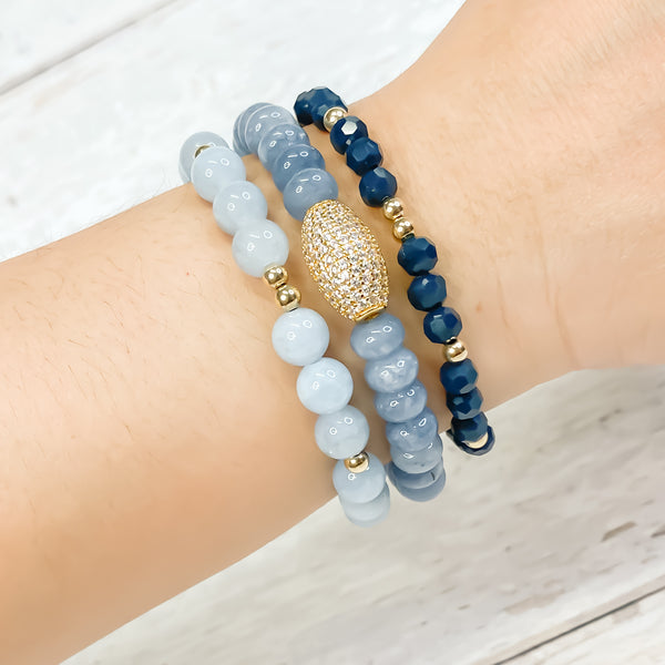BARREL ON LILY PAD JADE ELASTIC BRACELET