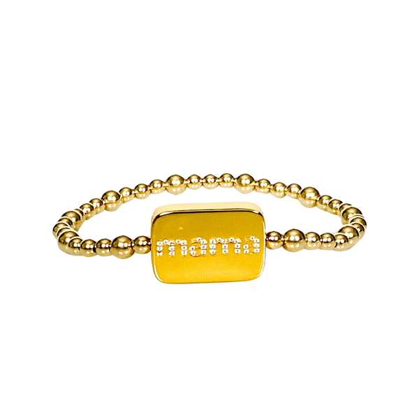 MAMA BAR ON GOLD FILLED BEADS ELASTIC BRACELET