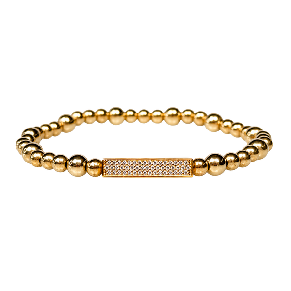 MINI CRYSTAL BAR ON GOLD FILLED BEAD BRACELET