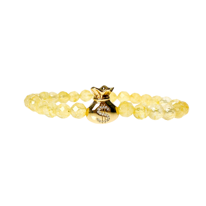 MONEY BAG ON CITRINE ELASTIC BRACELET