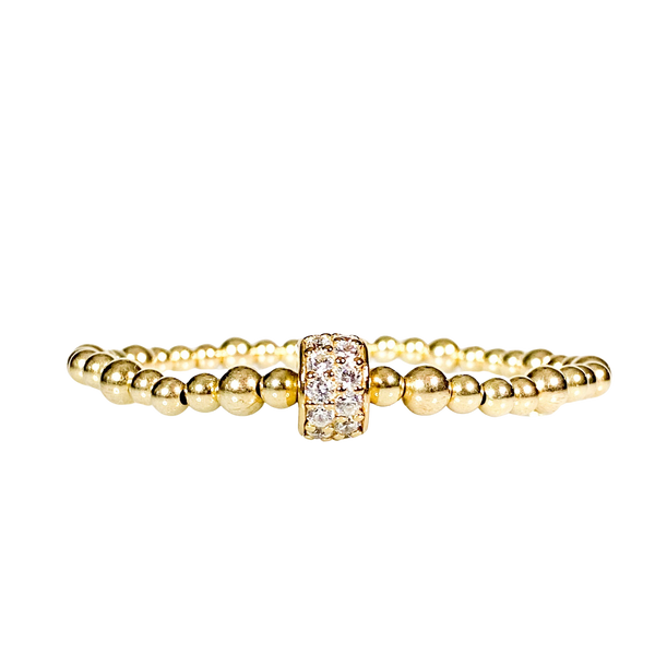 RONDELLE ON GOLD FILLED BEADS ELASTIC BRACELET